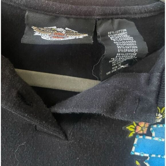 Vintage Harley Davidson Rhinestone Embellished Bling Polo Size Extra Large - Picture 3 of 5